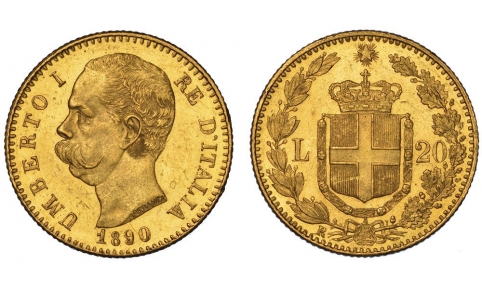 Umberto I, 20 Lire 1890 FDC